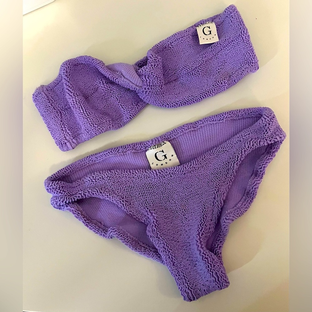 Hunza G Ariel Twist Bikini Lilac Purple One Size (Fits XS-M)